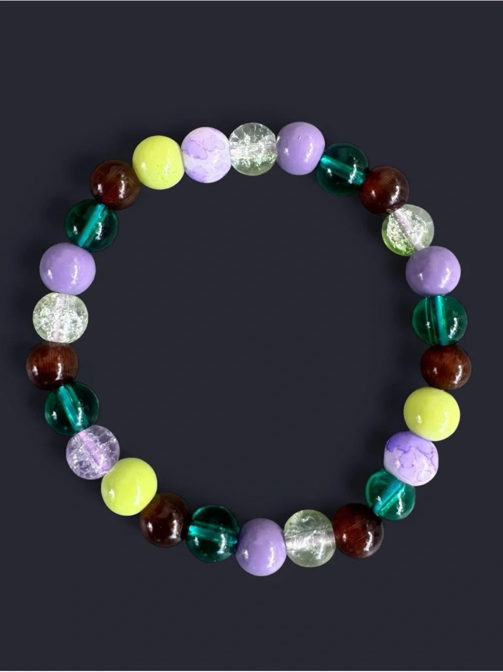 Cocoa Lavender Glass Bead Bracelet